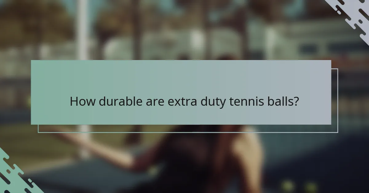 How durable are extra duty tennis balls?